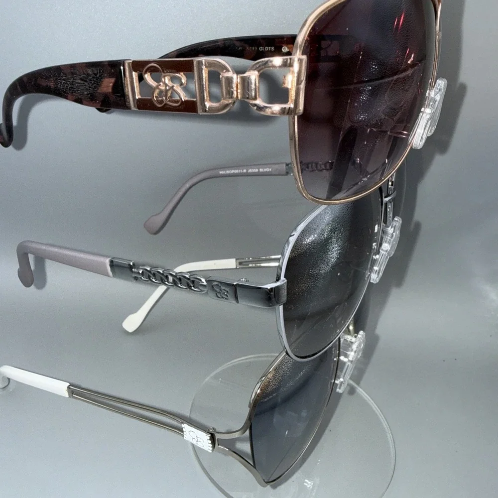 3 pairs -Authentic Jessica Simpson Aviator HOT Sunglasses- Silver & Rose Gold